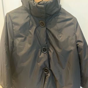 Kenar Gray/Black Shiny Bell Sleeve Large Button Jacket Size L